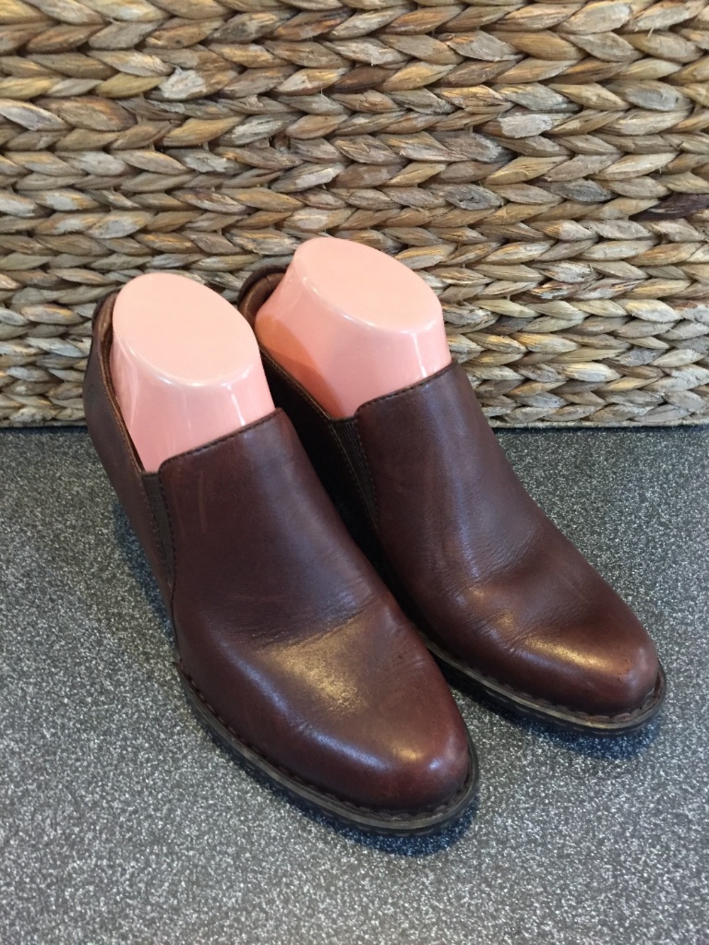 Born Brown Leather Slip-On Clog Mules